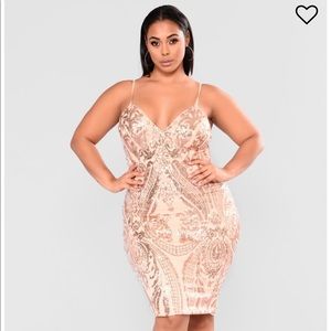Fashion Nova Pink and Gold Midi Dress